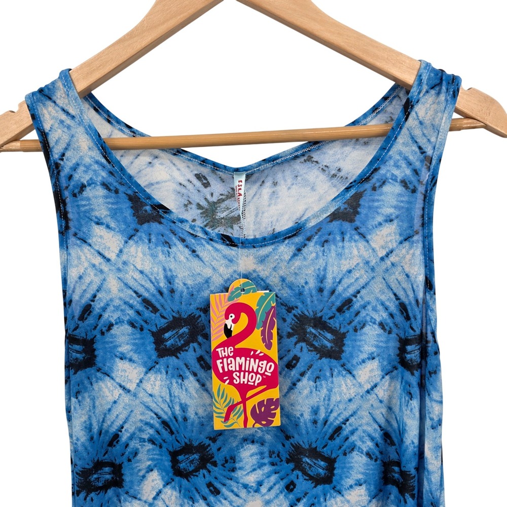 The Flamingo Shop Women's‎ Blue Tie Dye Sleeveless Casual Tank Dress One Size
